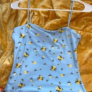 blue floral crop top